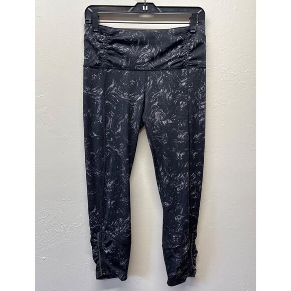 Lululemon Womens Runday Crop Full-On Luxtreme Grey Black Tight Leggings Size 8 - Picture 1 of 10